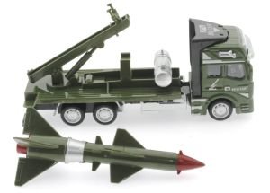 Sürtmeli Die Cast Metal Füze Rampalı Askeri Kamyon
