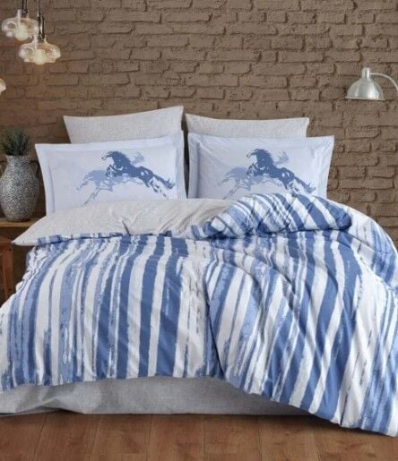 Hobby Tek Kişilik Poplin Nevresim Takımı Cascade Mavi