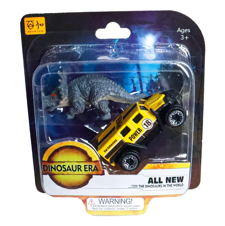 Die Cast Metal Hummer Benzeri Araba ve Triceratops