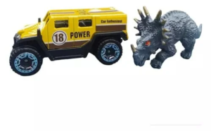 Die Cast Metal Hummer Benzeri Araba ve Triceratops