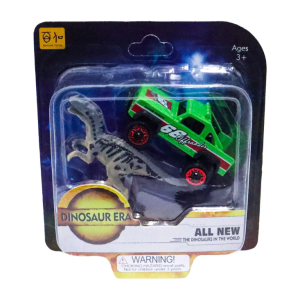 Die Cast Metal Yeşil Pikap ve Gri Dinozor