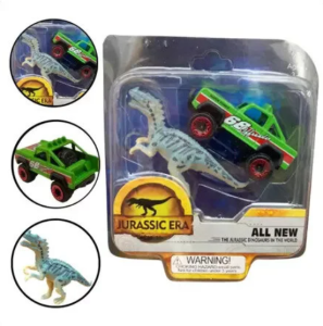Die Cast Metal Yeşil Pikap ve Gri Dinozor