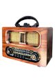 Büyük Boy Retro, Nostaljik, Ahşap Tasarım Bluetooth Hoparlörlü, Şarjlı, Taşınabilir FM/AM Destekli Radyo NS-6635