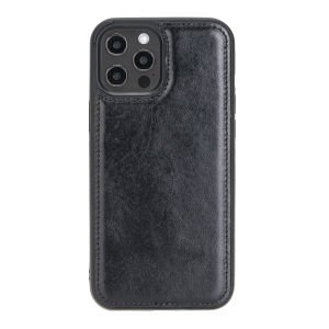 Apple iPhone 12 Pro Max Uyumlu Deri Arka Kapak RST1 Siyah