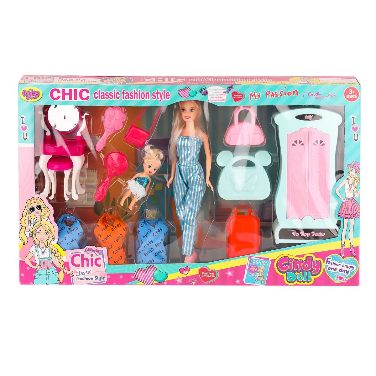 02259 Cindy Doll Dolaplı Bebek Oyun Seti -