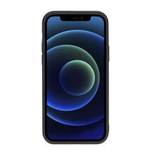 Apple iPhone 12 Uyumlu Deri Arka Kapak RST1 Siyah