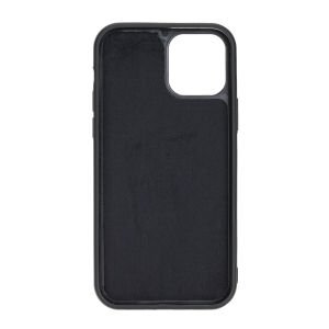 Apple iPhone 12 Uyumlu Deri Arka Kapak RST1 Siyah