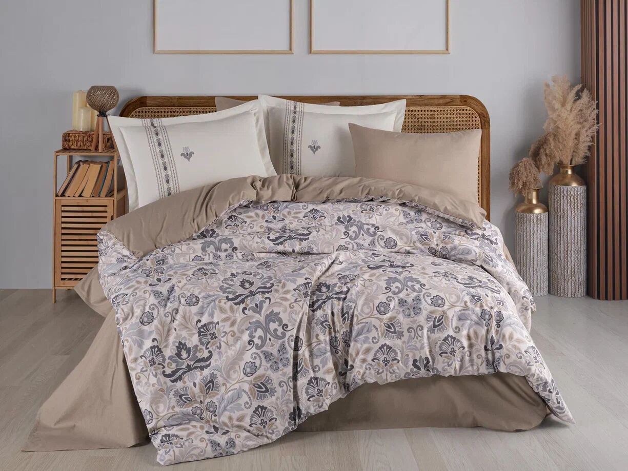 Hobby Çift Kişilik Poplin Nevresim Anabel Gri