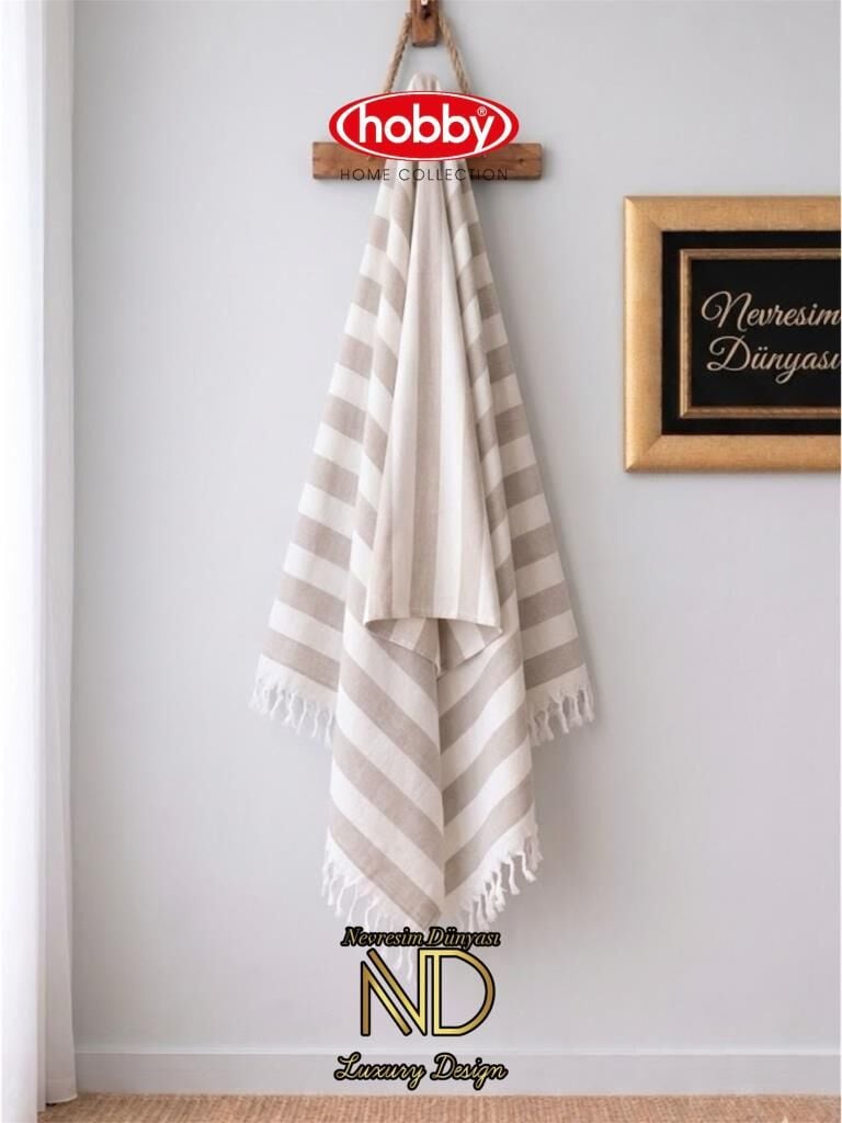 Hobby Stripe Kahve Plaj Havlusu 70x140