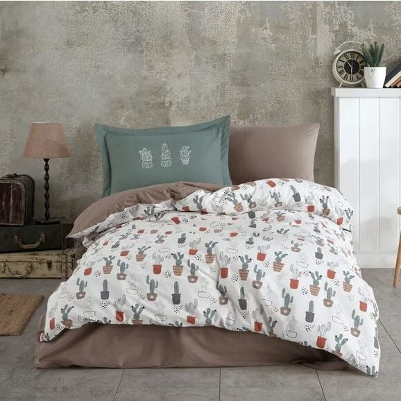 Hobby Tek Kişilik Poplin Nevresim Takımı Paradise Kahve