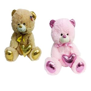 62503 Peluş 50 cm Parlak Kalpli Ayı
