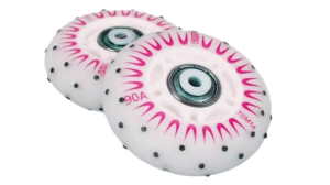 2 li Işıklı Kıvılcım Çıkartan Paten Tekerleği Pembe Desenli 90A/70MM