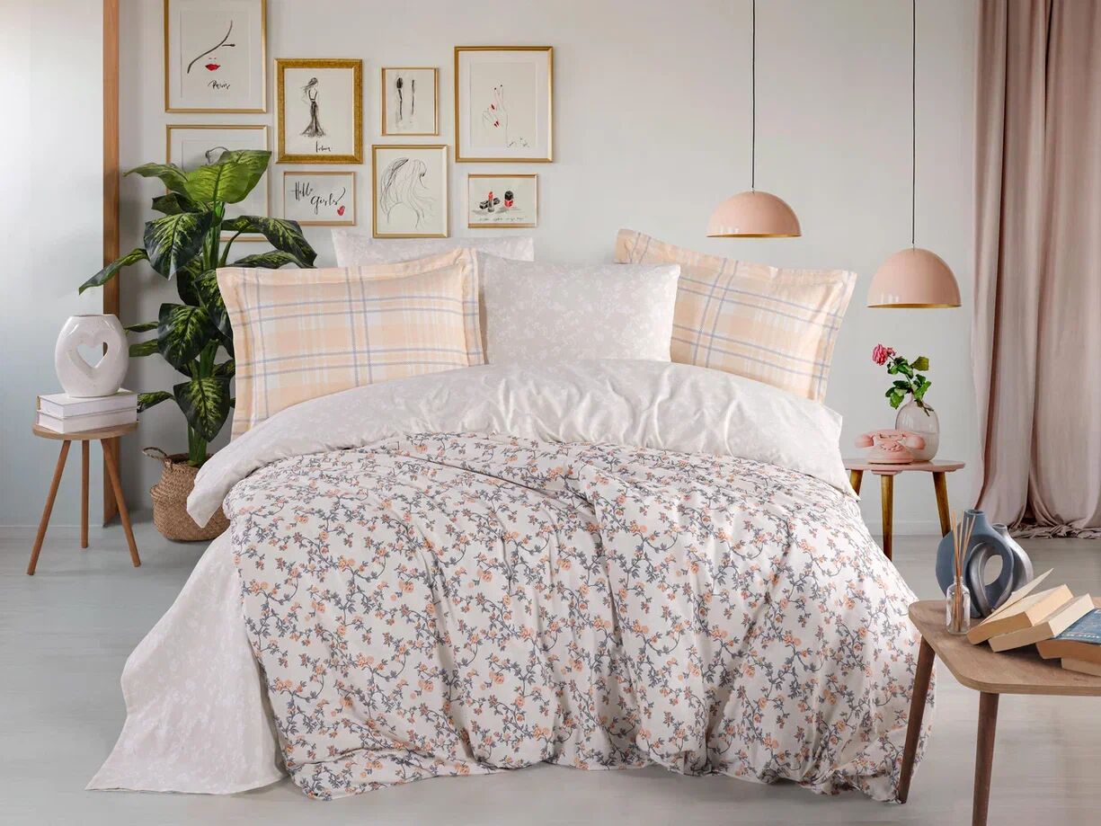 Hobby Çift Kişilik Poplin Nevresim Lola Somon