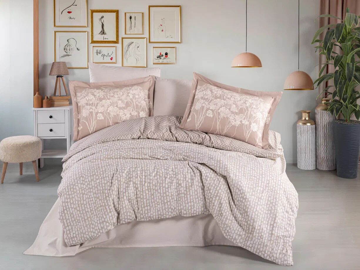 Hobby Çift Kişilik Poplin Nevresim Velura Latte