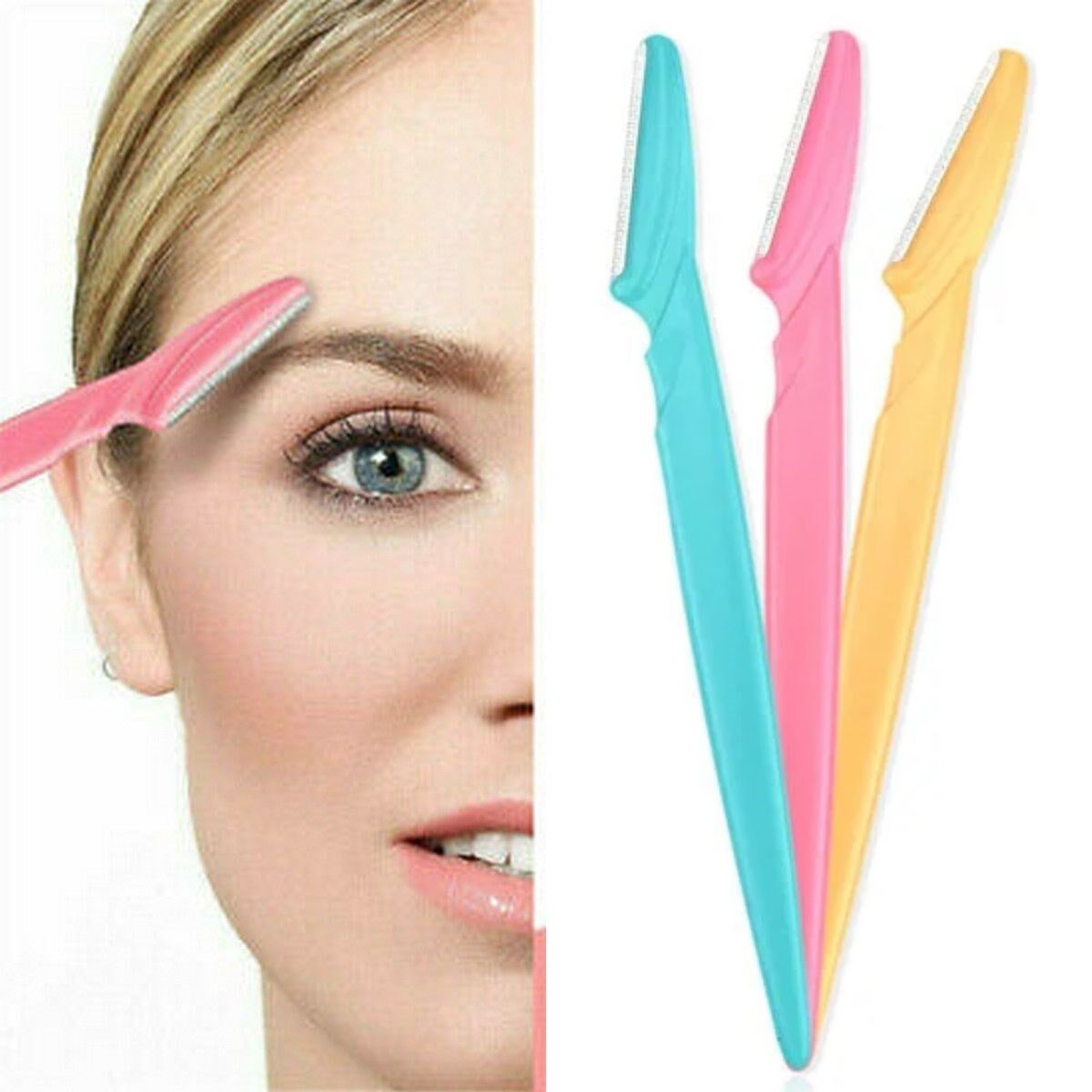 3’lü Kadın Kaş Usturası Seti – Hassas Ciltler İçin Güvenli Yüz Tüy Temizleme Bıçağı