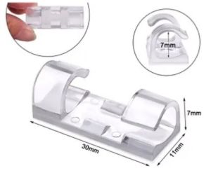 20'li Yapışkanlı Kablo Sabitleyici Şeffaf Klips