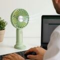 Yumurcak Shop® Masa Üstü Standlı USB ile Şarj Olabilen 3 Ayarlı Fan Modlu Çanta Tipi El Fanı