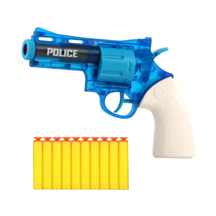2'si 1 Arada Dart Atan Revolver Mavi Su Tabancası 22 cm