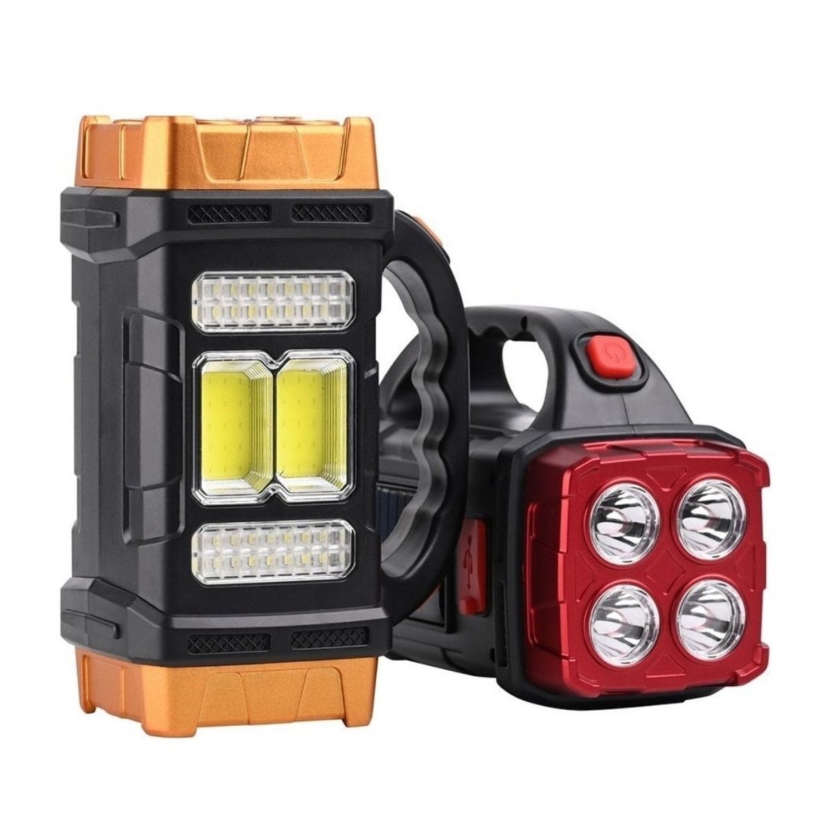 Yumurcak Shop® Solar ve USB Şarjlı LED + COB El Feneri | 1500 mAh Şarjlı Taşınabilir Çalışma Işığı–Su Geçirmez HB-2678