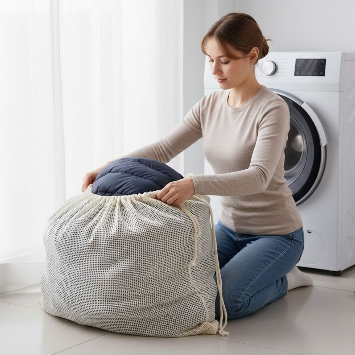 Battal Boy 120x150 cm Mont ve perde Yıkama Filesi–Extra Büyük, Dayanıklı, Nefes Alabilir Çamaşır Koruma Torbası