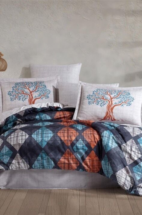 Hobby Çift Kişilik Saten Nevresim Ruth Lacivert