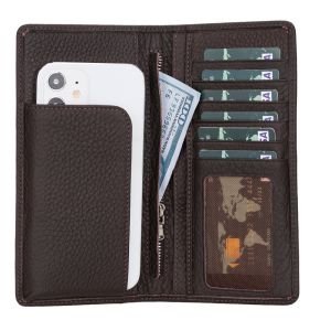 Evra 6.7 inch Uyumlu Deri Kartlıklı Kılıf FL02 Kahve