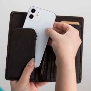 Evra 6.7 inch Uyumlu Deri Kartlıklı Kılıf FL02 Kahve