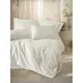 Cotton Box 3D Nakışlı Çift Kişilik Saten Nevresim Takımı Aira Ekru