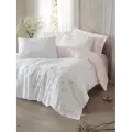 Cotton Box 3D Nakışlı Çift Kişilik Saten Nevresim Takımı Charming Pudra