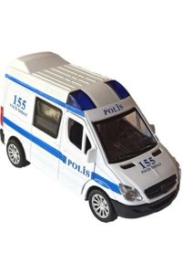 Çek Bırak Metal Sesli Ve Işıklı Polis Minibüsü