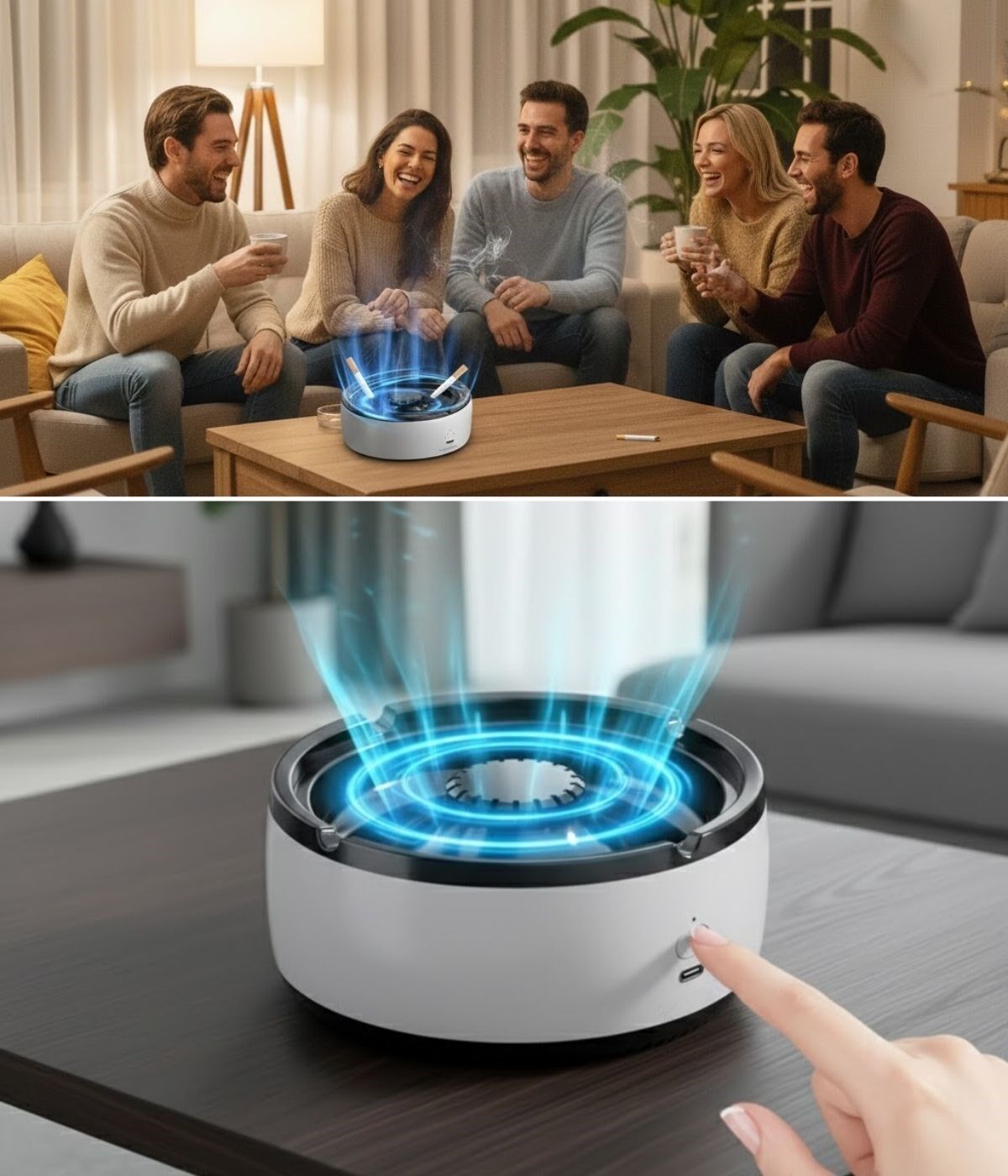 Dumanı İçine Çeken Akıllı Kül Tablası – Kokusuz, Filtreli ve Otomatik Duman Emici Küllük