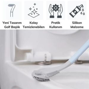 Golf Tasarımlı Silikon WC Klozet Mutfak Temizlik Fırçası Kanca Hediyeli