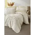 Cotton Box Brode Nakışlı Çift Kişilik Saten Nevresim Takımı Blade Bej