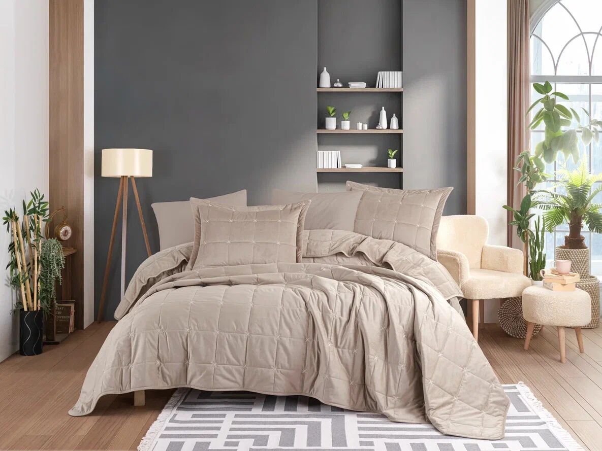 Hobby Crystal Yatak Örtüsü Antrasit Kahve