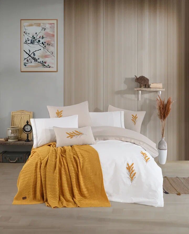 Hobby Mimoza Keten Çeyiz Seti Hardal