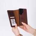 Samsung Galaxy S26 Ultra Uyumlu Manyetik Hakiki Deri Cüzdan Kılıf ,Cüzdan Taşımaya Son, Kredi Kart Yuvalı, RFID Güvenlik