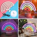 Plastik Gökkuşağı Neon LED Işık – Dekoratif Renkli Masaüstü ve Ambiyans Aydınlatması