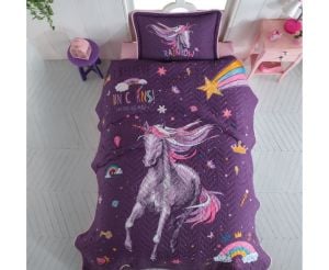 Clasy Tek Kişilik Yatak Örtüsü Rainbow v1 Mor
