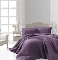Şaheser Home Collection Jakarlı Yatak Örtüsü Seti Liv Mürdüm