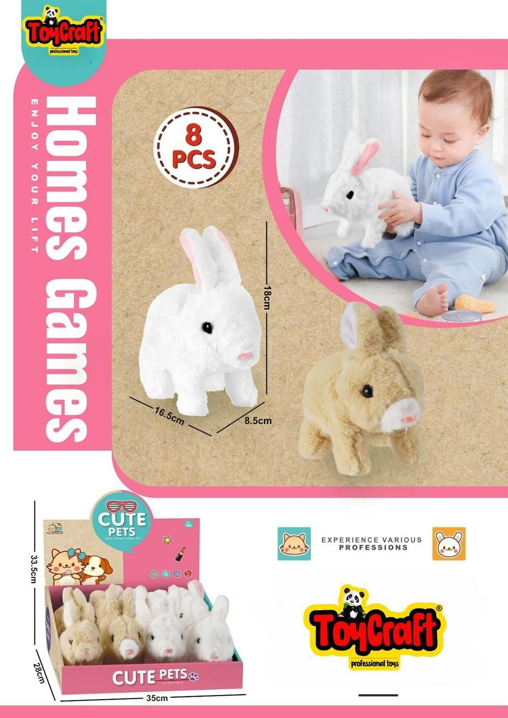 8832-31 TOYCRAFT DİSPLAY AKILLI TAVŞAN SES.PİL-TYC