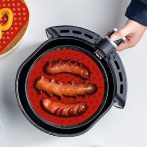 Ürün Gezegeni® Renkli Isıya Dayanıklı Yıkanılabilir Silikon Fırın Ve Airfryer Yuvarlak Pişirme Matı 20 Cm