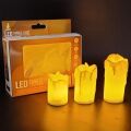 3’lü Pilli Dekoratif LED Mum Işıkları – Gerçek Alev Efektli