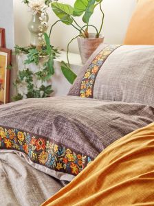 Cotton Box Folk Art Çift Kişilik Nevresim Takımı Vizon