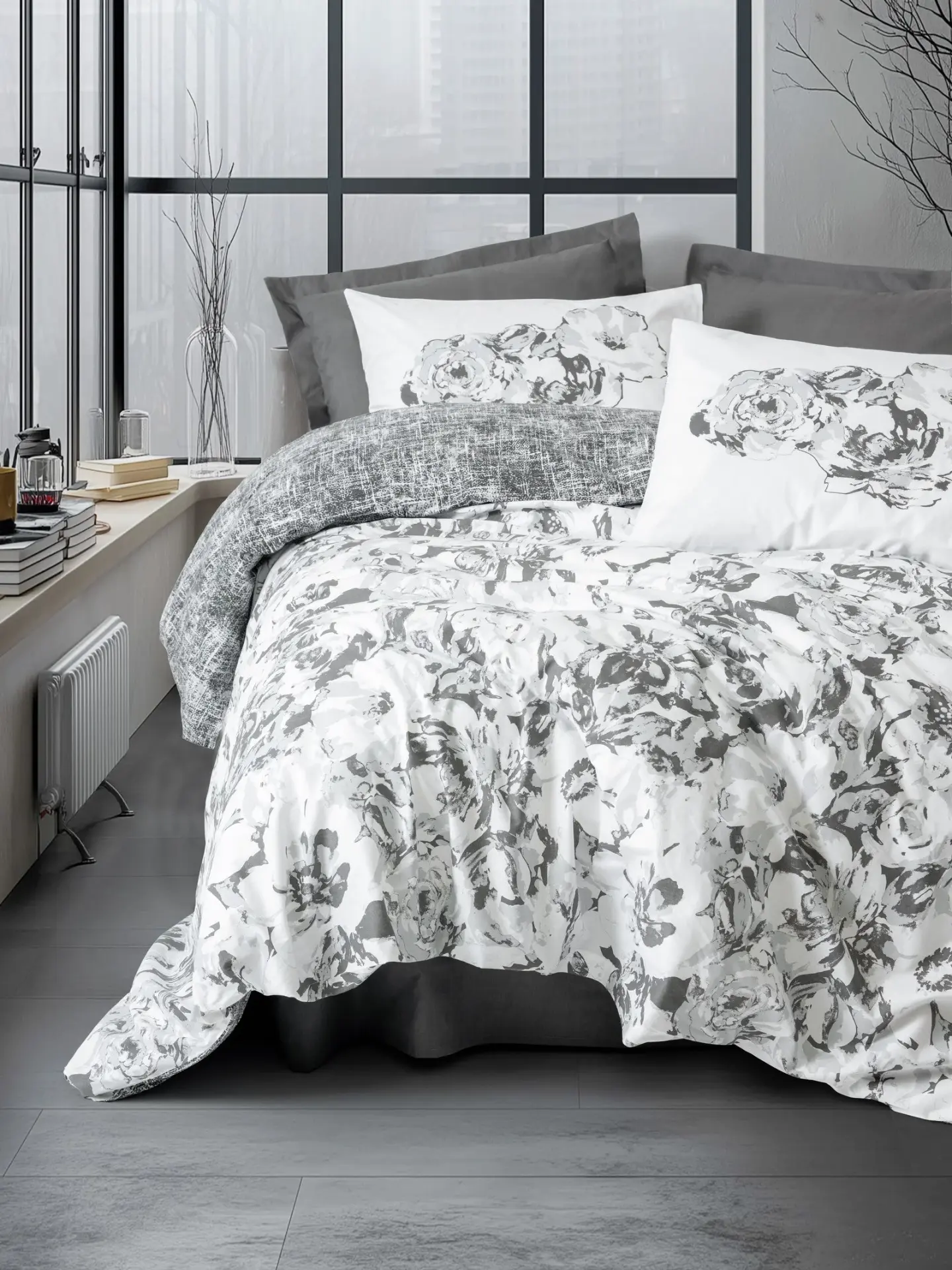 Cotton Box  Dual Tek Kişilik Nevresim Takımı Florva Antrasit