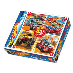 1895 Hot Wheels 4ü1 arada Puzzle Set - Hot Wheels / 24+35+54+70 Parça Puzzle