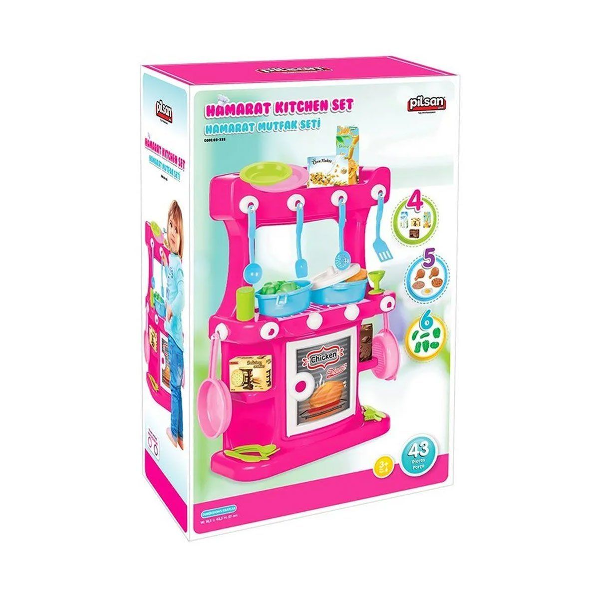 03 335 Hamarat Ayaklı Mutfak Seti Pembe 