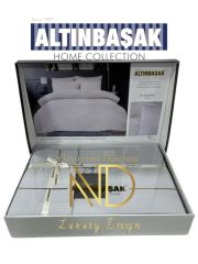 Altınbaşak Jakarlı Saten Çift Kişilik Nevresim Takımı Dıamond Coin