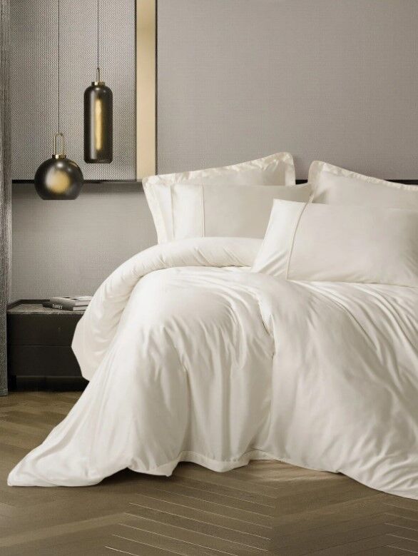 Cotton Box Silky Saten İpek King Size Nevresim Takımı Ekru