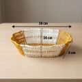 Oval Çift Renkli Plastik Rattan Ekmek ve Meyve Sepeti - Çok Amaçlı Banyo ve Mutfak Düzenleyici - Yıkanabilir Dekoratif Tezgâh Üstü Organizer
