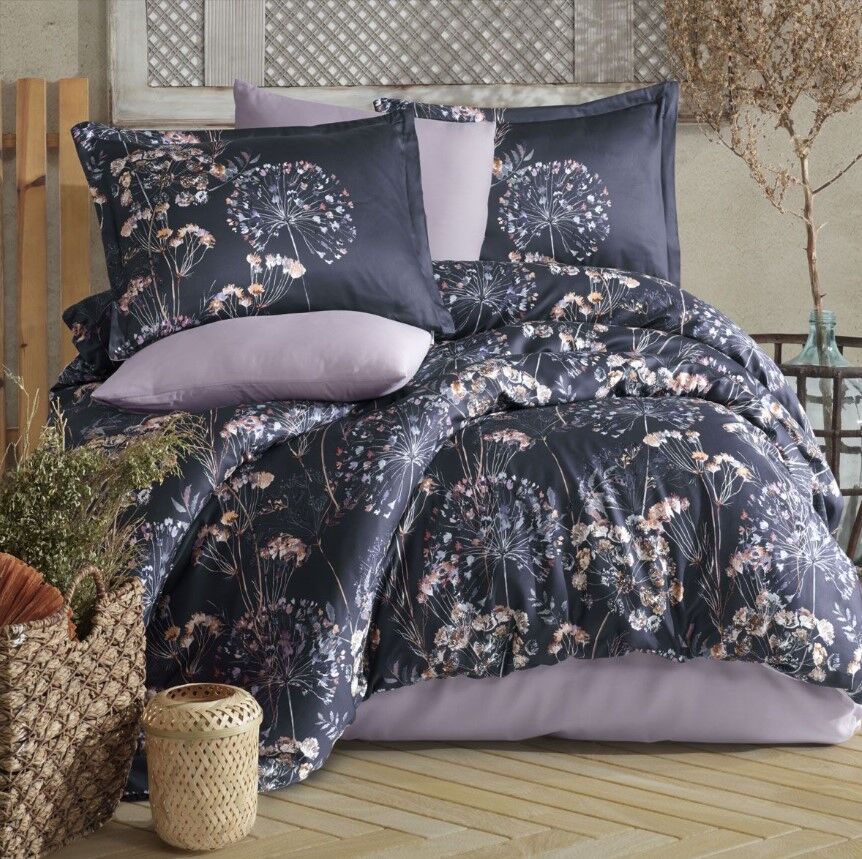 Clasy Dijital Saten Çift Kişilik Nevresim Takımı Ahter V1